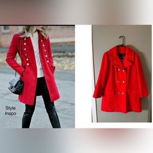 𝅺Fashionbilt vintage wool pea coat women’s M/L In red